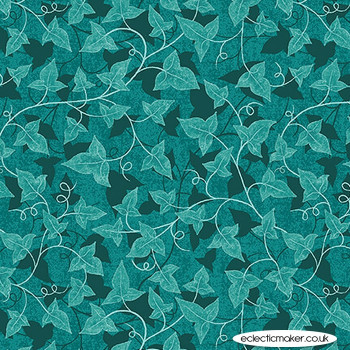 Blank Quilting Fabrics - Owl Prowl by Suzy Taylor - Tonal Leaf in Teal
