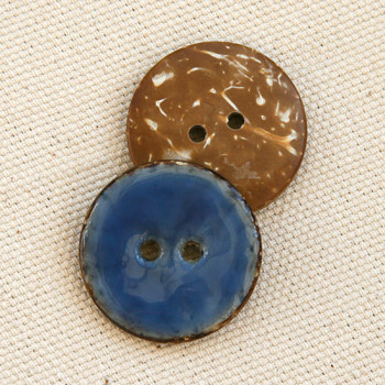 Glazed Coconut Buttons - Blue Size 48 - 30mm