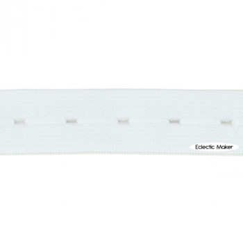 Buttonhole Elastic in White - 20mm
