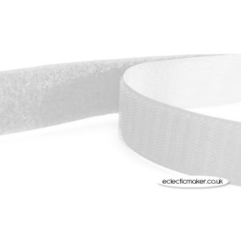 Chico Hook and Loop Sew On Tape in White - 20mm