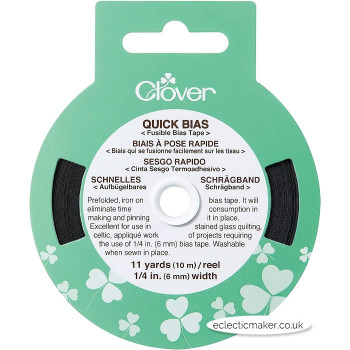 Clover Quick Bias Tape in Black - Fusible 1/4 inch (6mm)