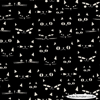 Dashwood Studio Fabrics - Full Moon - Cats Eyes on Black