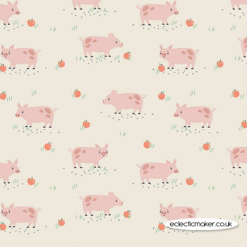 Dashwood Studio Fabrics - Farm Days - Pigs on Cream