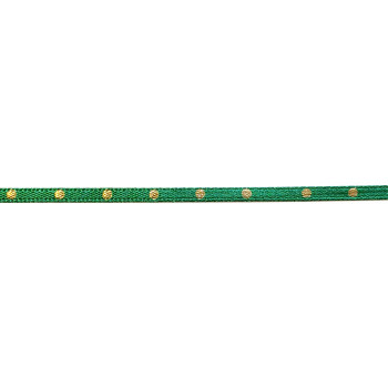 Dotty Satin Ribbon in Green and Gold - 3mm