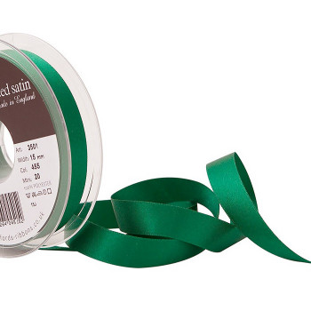 Double Faced Satin Ribbon in Hunter Green - 15mm