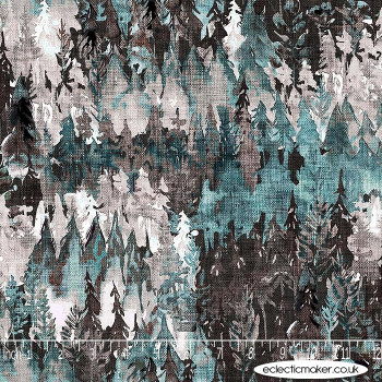 FIGO Fabrics - Forest Fable - Snowy Peaks in Teal