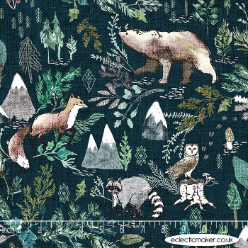 FIGO Fabrics - Forest Fable - Wilderness on Teal