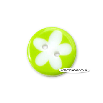 Flower Button in Lime - 16mm