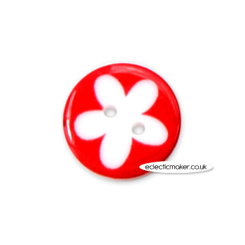 Flower Button in Red - 16mm