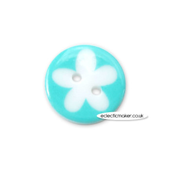 Flower Button in Turquoise - 16mm