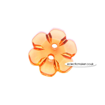 Flower Buttons Clear - Orange - 15mm
