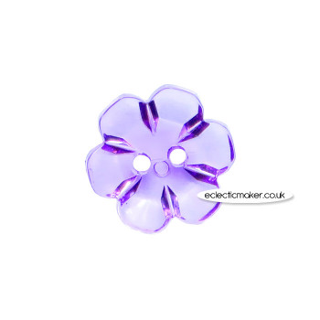 Flower Buttons Clear - Purple - 15mm