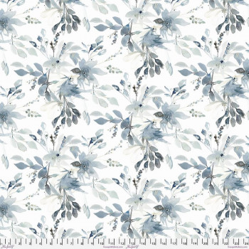 FreeSpirit Fabrics Sea Sisters Coastal Wildflowers in Dusky Blue by Shell Rummel