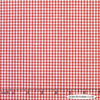 Gingham Check Fabric in Red - 2.7mm