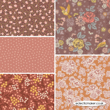 Hannah's Flowers Fabric Bundle in Soft Brown by Lewis and Irene Fabrics