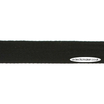 Herringbone Webbing - Acrylic in Black - 25mm (1 inch)