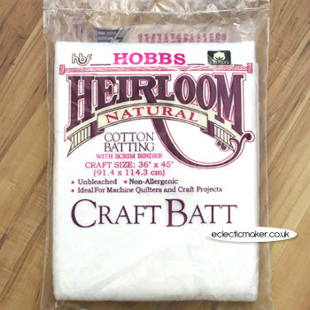 Hobbs Heirloom Natural Cotton Batting - Craft Size 36 x 45 inch