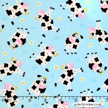 Kingfisher Fabrics - The Kids are Alright - Cows on Blue
