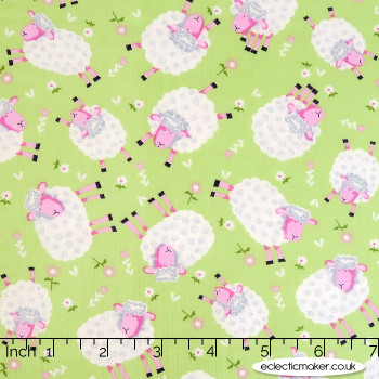 Kingfisher Fabrics - The Kids are Alright - Sheep on Green