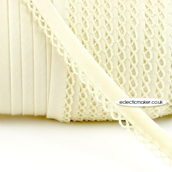 Lace Edged Bias Binding in Ivory - 12mm