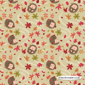 Lewis and Irene Jersey Knit Fabric - Blowing Leaves Hedgehog