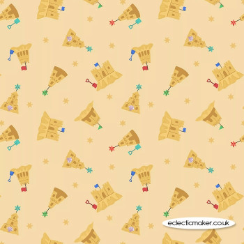 Lewis and Irene Fabrics - Small Things by the Sea - Sandcastles on Sandy Yellow