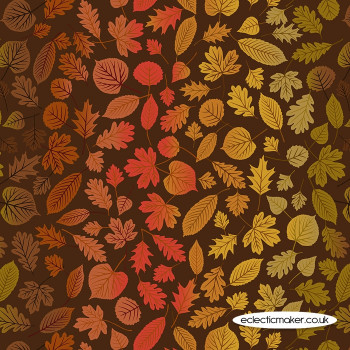 Lewis and Irene Fabrics - A Winter Nap - Rainbow Leaves on Dark Brown