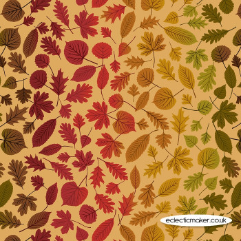 Lewis and Irene Fabrics - A Winter Nap - Rainbow Leaves on Dark Honey