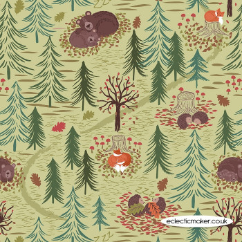 Lewis and Irene Fabrics - A Winter Nap - on Green