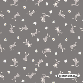 Lewis and Irene Fabrics - Bunny Hop - Bunny on Grey