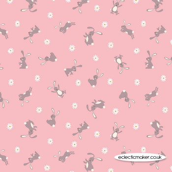 Lewis and Irene Fabrics - Bunny Hop - Bunny on Pink
