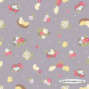 Lewis and Irene Fabrics - Bunny Hop - Chicks on Natural
