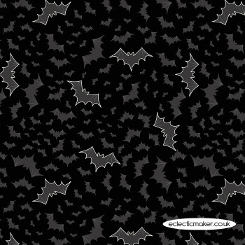 Lewis and Irene Fabrics - Castle Spooky - Bats on Black