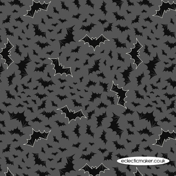 Lewis and Irene Fabrics - Castle Spooky - Bats on Grey