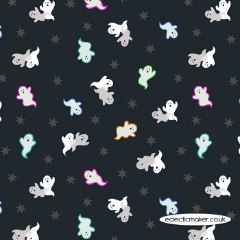 Lewis and Irene Fabrics - Castle Spooky - Spooky Ghosts on Black