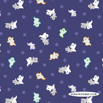 Lewis and Irene Fabrics - Castle Spooky - Spooky Ghosts on Blue