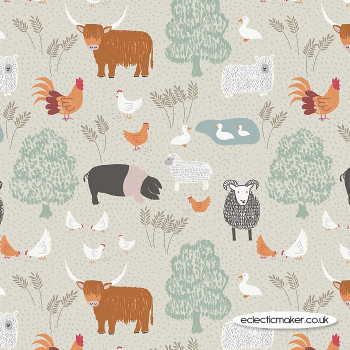 Lewis and Irene Fabrics - Country Life Reloved - Country Life on Dark Cream