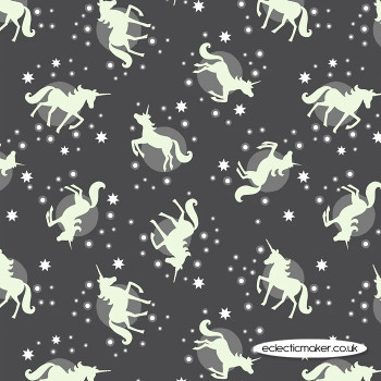 Lewis and Irene Fabrics - Fairy Nights - Unicorn Spots on Black