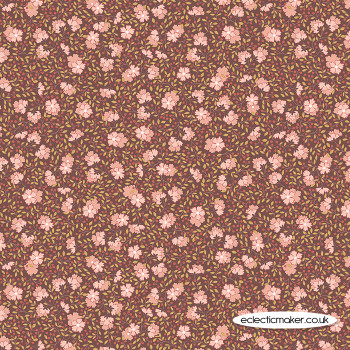 Lewis and Irene Fabrics Hannah's Flowers Ditzy Floral on Chocolate
