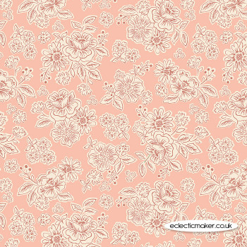 Lewis and Irene Fabrics Hannah's Flowers Flower Blooms on Pink