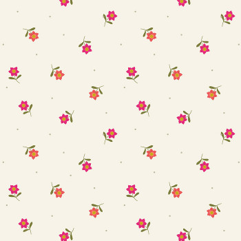 Lewis and Irene Fabrics Hibiscus Hummingbird Little Flower Dot on Cream