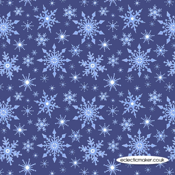 Lewis and Irene Fabrics - Keep Believing - Icy Blue Snowflakes on Dark Blue