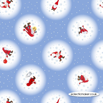 Lewis and Irene Fabrics - Keep Believing - Tomte Snowballs on Icy Blue