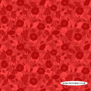 Lewis and Irene Fabrics - Poppies - Poppy Shadow on Red
