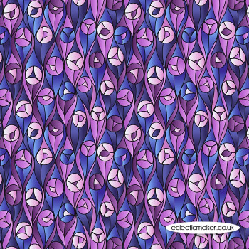Lewis and Irene Fabrics - Reflections - Purple & Blue Buds