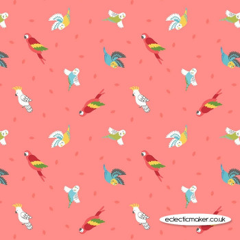 Lewis and Irene Fabrics - Small Things Pets - Birds on Tropical Coral