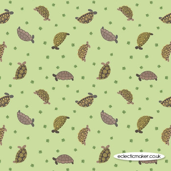 Lewis and Irene Fabrics - Small Things Pets - Tortoises on Light Green