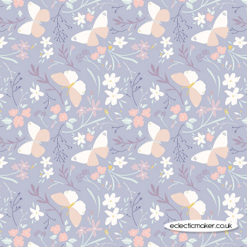 Lewis and Irene Fabrics Heart of Summer Butterfly Dance on Lilac Grey
