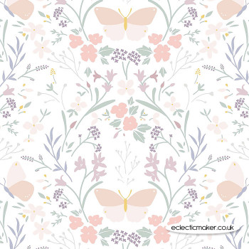 Lewis and Irene Fabrics Heart of Summer Floral Gathering on White
