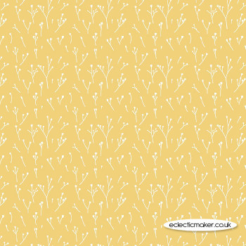 Lewis and Irene Fabrics Heart of Summer Scattered Seeds on Mustard Yellow
